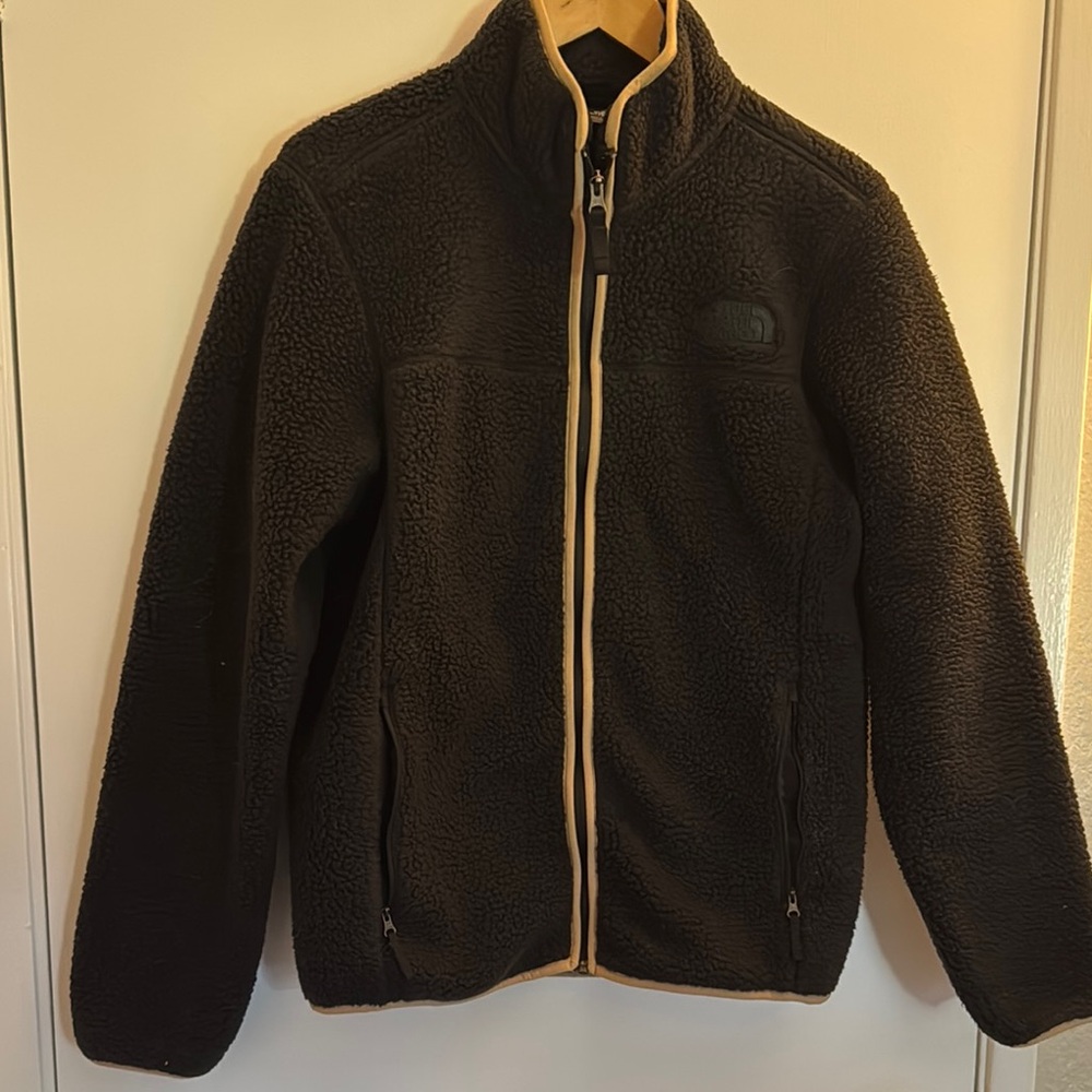 The North Face Black Fleece Jacket with Cream Trim